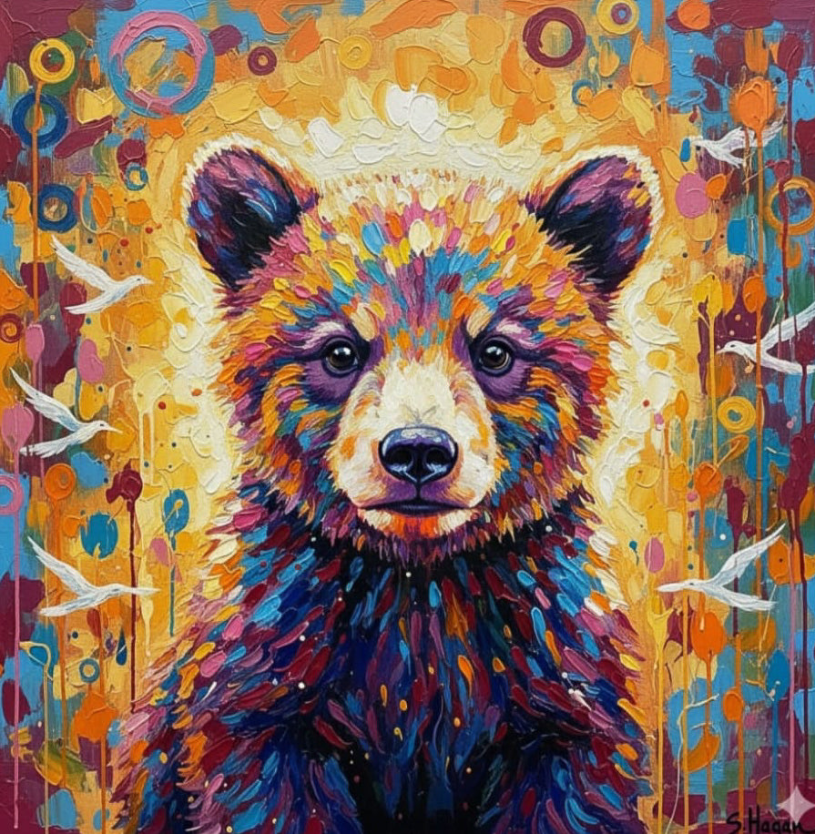 Rainbow Bear Cub" – Original Painting  by Shany Hagan